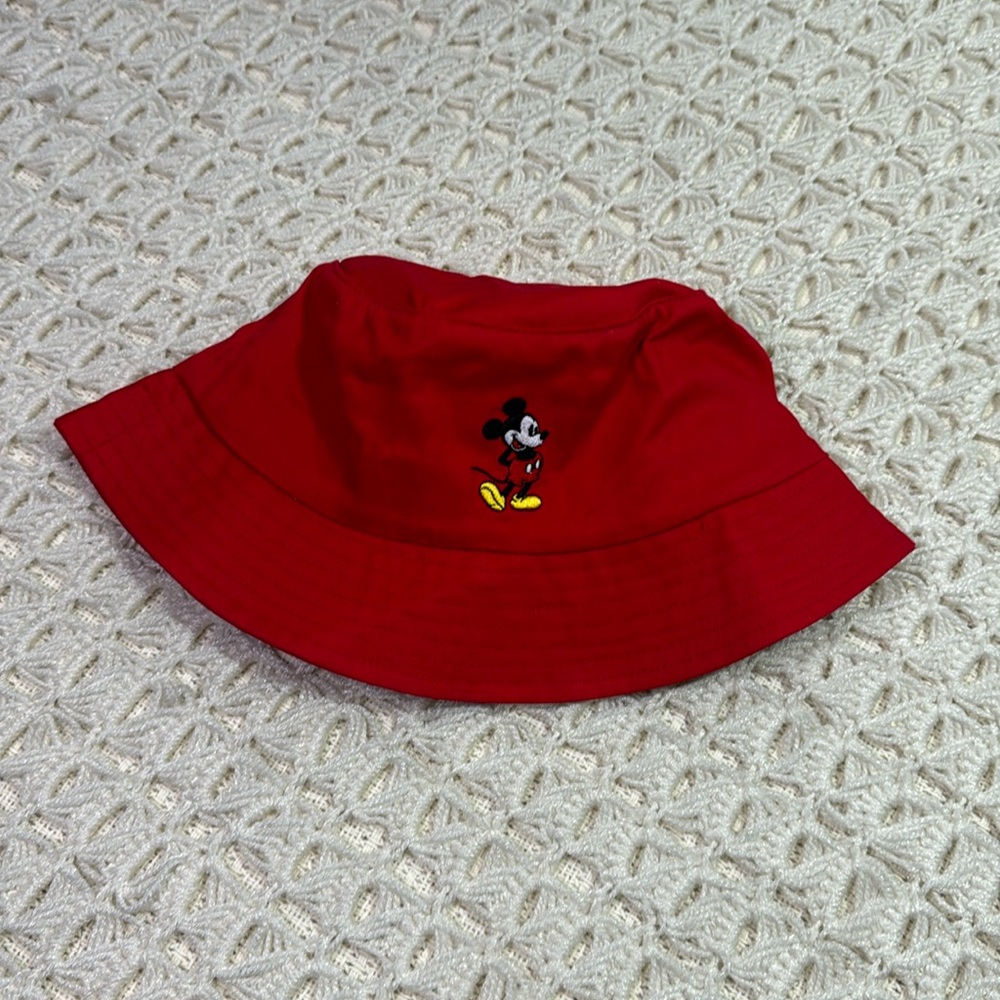 Disney Red Bucket Hat with Embroidered Mickey